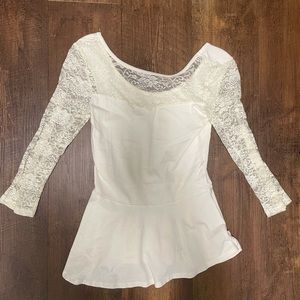 Express White Lace Sleeve Shirt